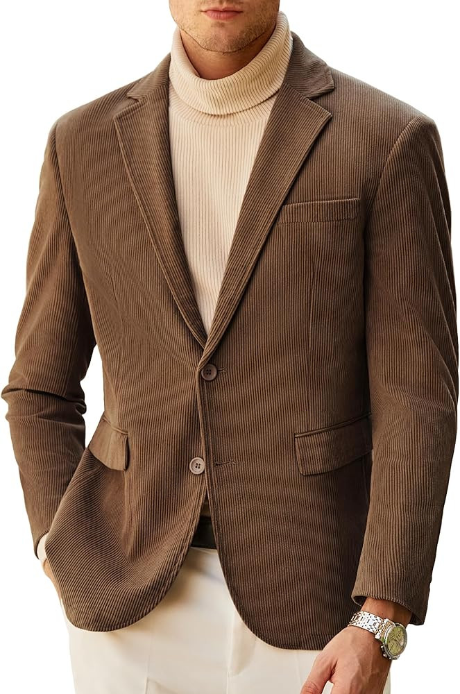 COOFANDY Mens Corduroy Blazer Casual Sport Coat Vintage Two Button Suit Blazer Jacket | Amazon (US)