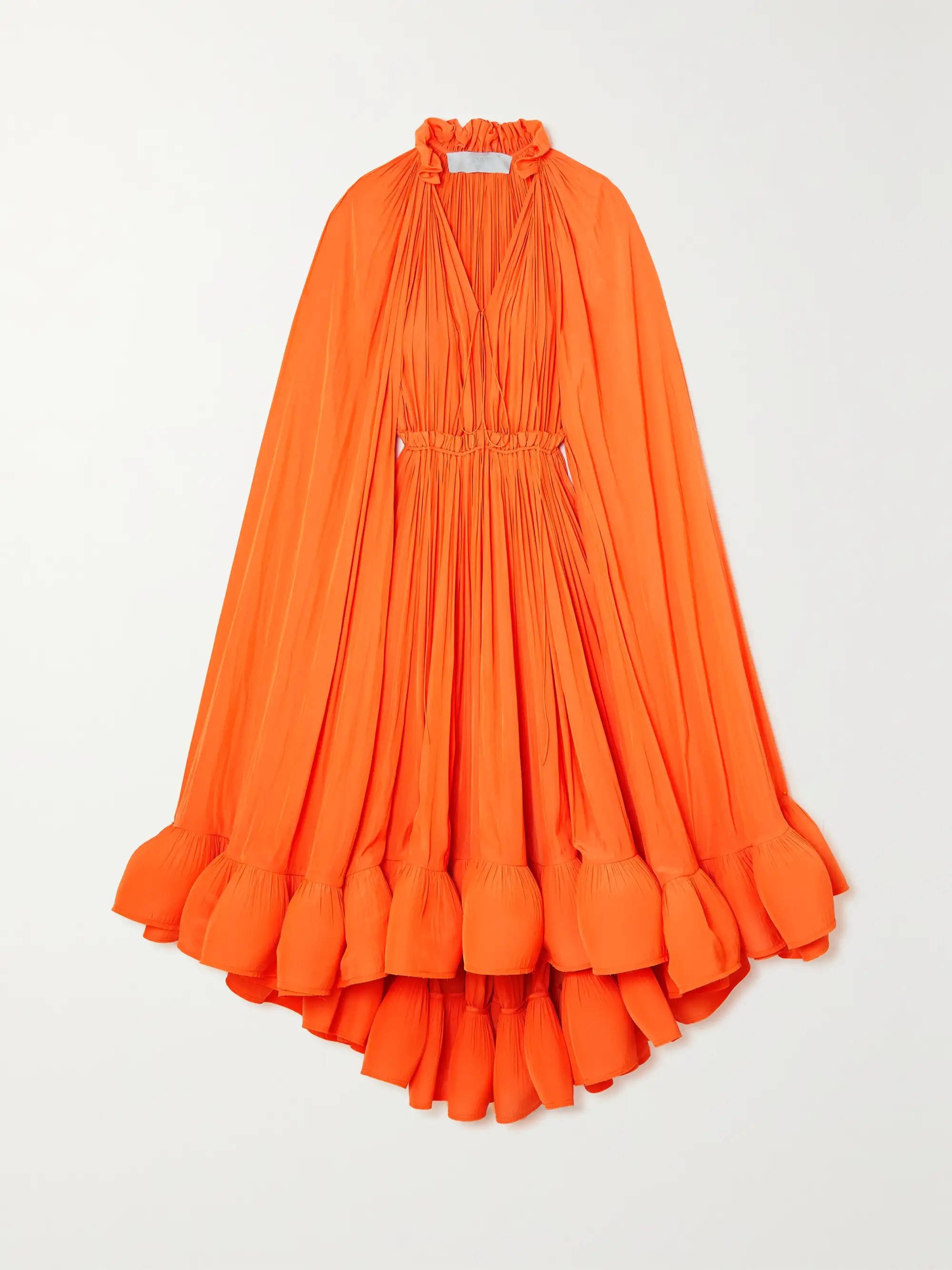 Cape-effect tie-detailed ruffled charmeuse dress | NET-A-PORTER (UK & EU)