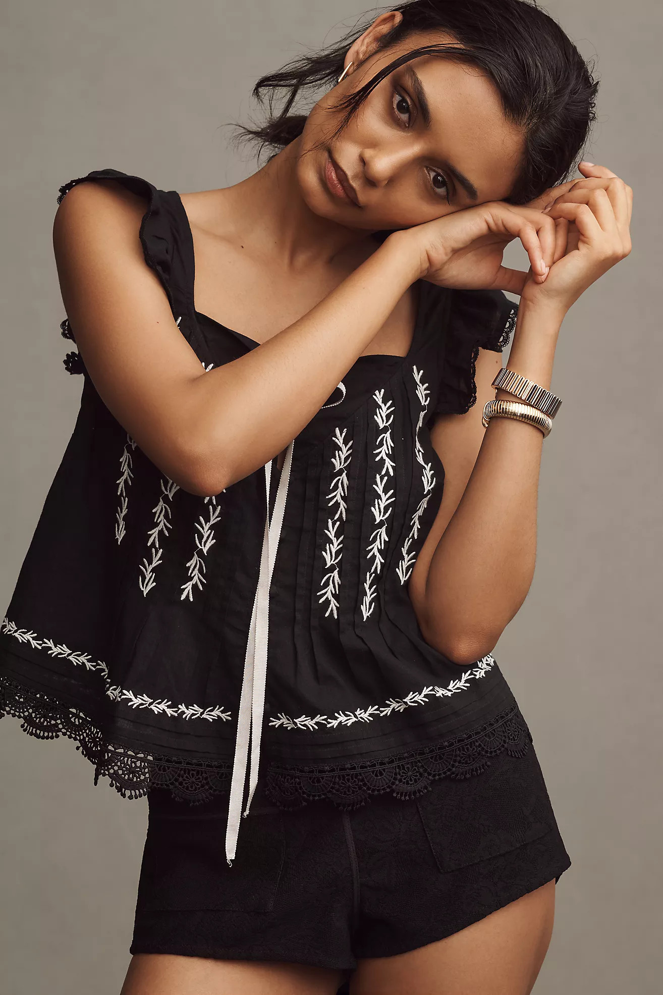 Maeve Flutter-Sleeve Pintuck Top | Anthropologie (US)