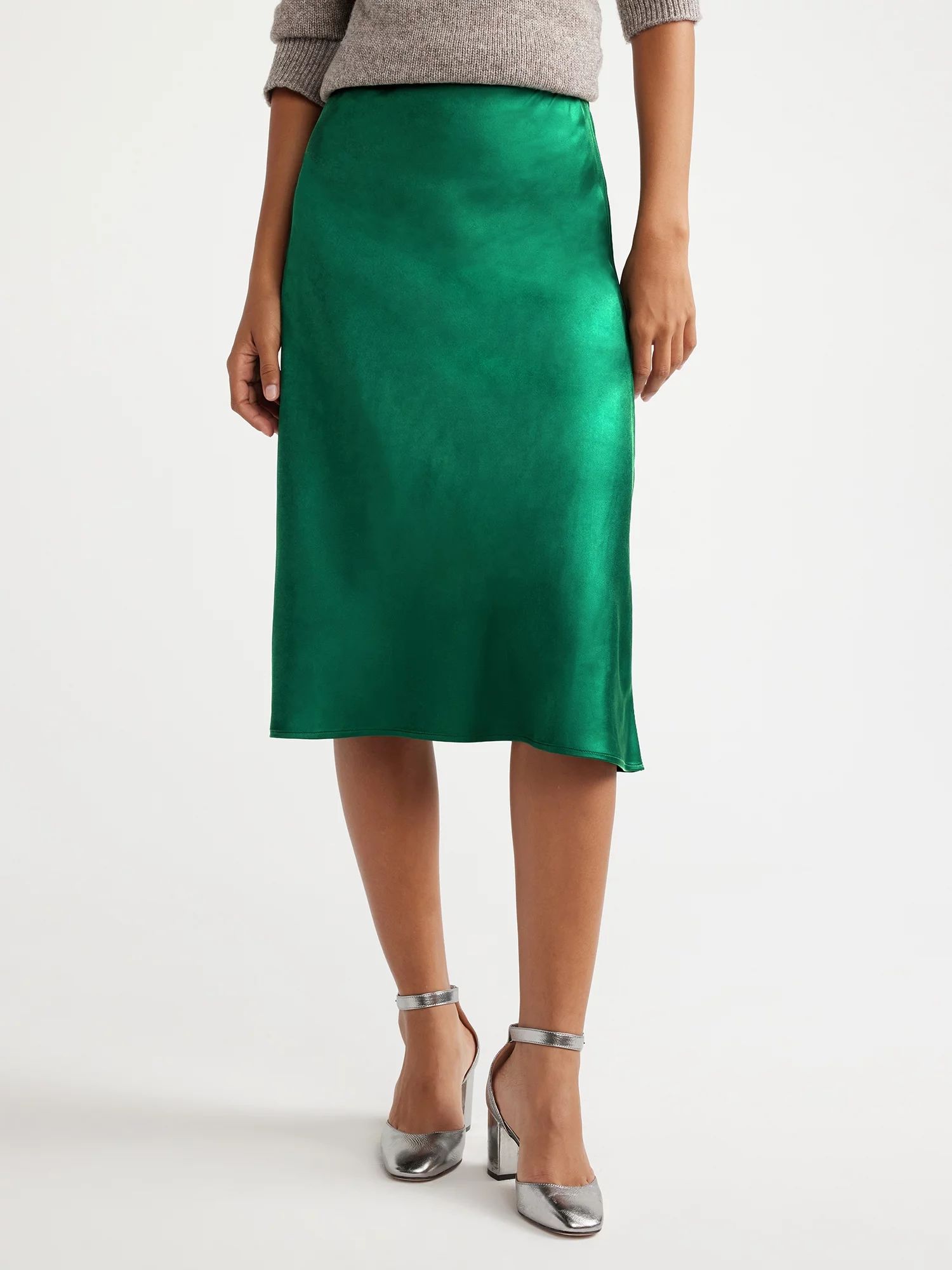 Free Assembly Women's Satin Slip Midi Skirt, Sizes XS-XXXL | Walmart (US)