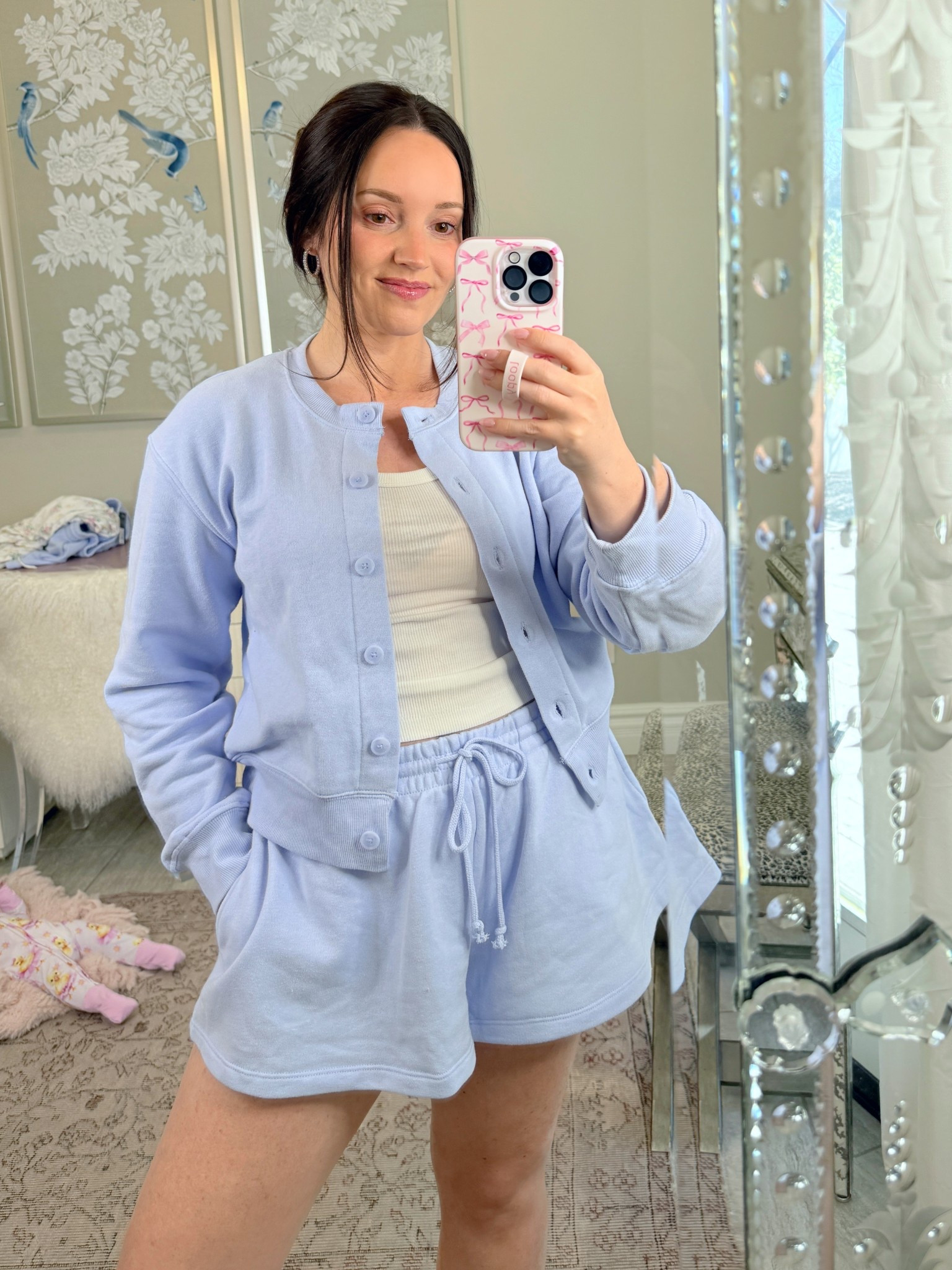 This $45 target leisure set is so prefect for spring and for moms! The shorts have built in underwear / another liner of shorts so your booty doesn’t show! They also have pockets! I’m 5’1 and wearing size S short and XS cardigan. 

#LTKFindsUnder50 #LTKStyleTip #LTKTravel