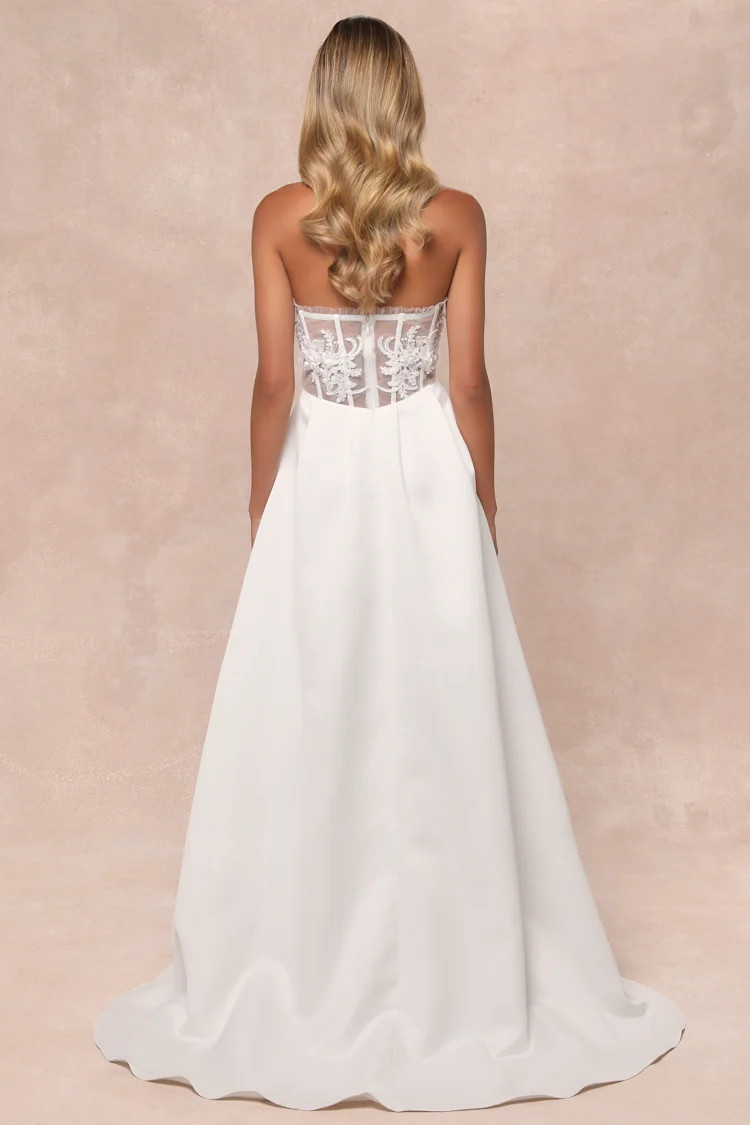 Eternal Gratitude White Floral Embroidered Strapless Maxi Dress | Lulus