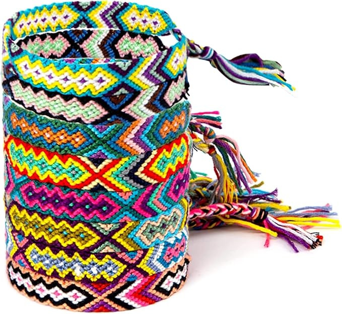 LOVEINUSA 8PCS Woven Friendship Bracelet, Nepal Style Woven Bracelets Braided Friendship Bracelet... | Amazon (US)