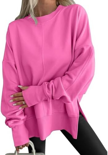 ZWRXW Oversized Sweatshirts for Women Thumbhole Crew Neck Long Sleeve Shirts Cozy Casual Loose Sl... | Amazon (US)