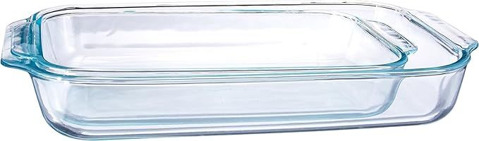 Pyrex Basics Clear Oblong Glass Baking Dishes, 2 Piece Value Set - 3qt & 2qt - Original Genuine P... | Amazon (US)