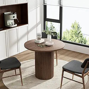 Wood Round Dining Table Kitchen Table Circle Tables 35.4" MDF Walnut φ35.4" x 29.9"H 2-4 People | Amazon (US)
