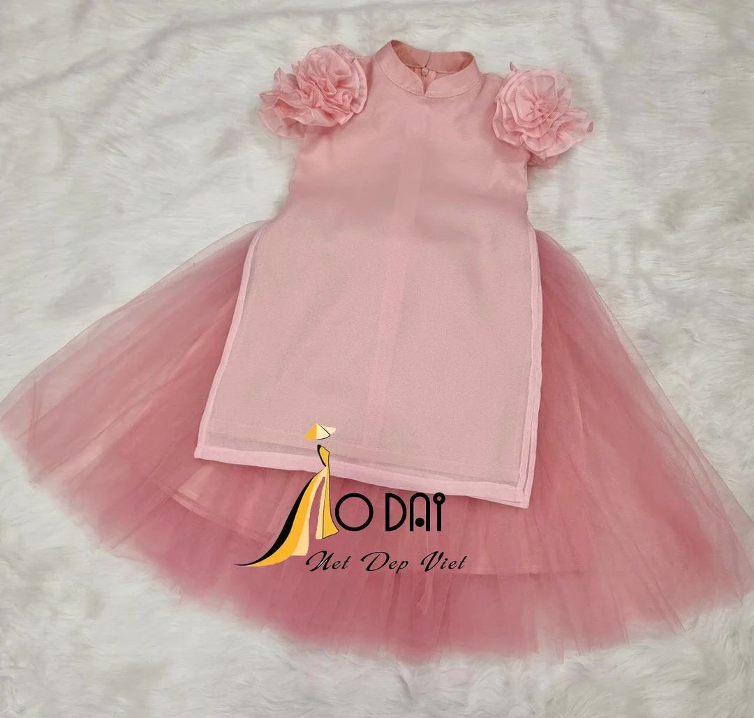 Ao Dai With Skirt for Kids Pink Ao Dai Kid Girl Ao Dai Viet Nam Vietnamese Dress Ao Dai for Girls... | Etsy (US)