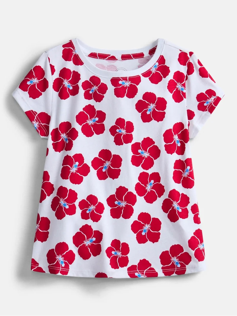 Wonder Nation Girls Kid Tough Tee with Short Sleeves, Sizes 4-18 & Plus - Walmart.com | Walmart (US)