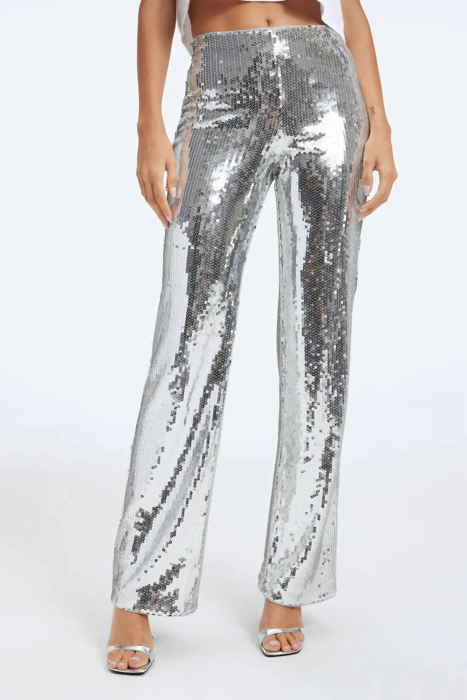 Women's Glitter Pant In Silver | Shop Simon