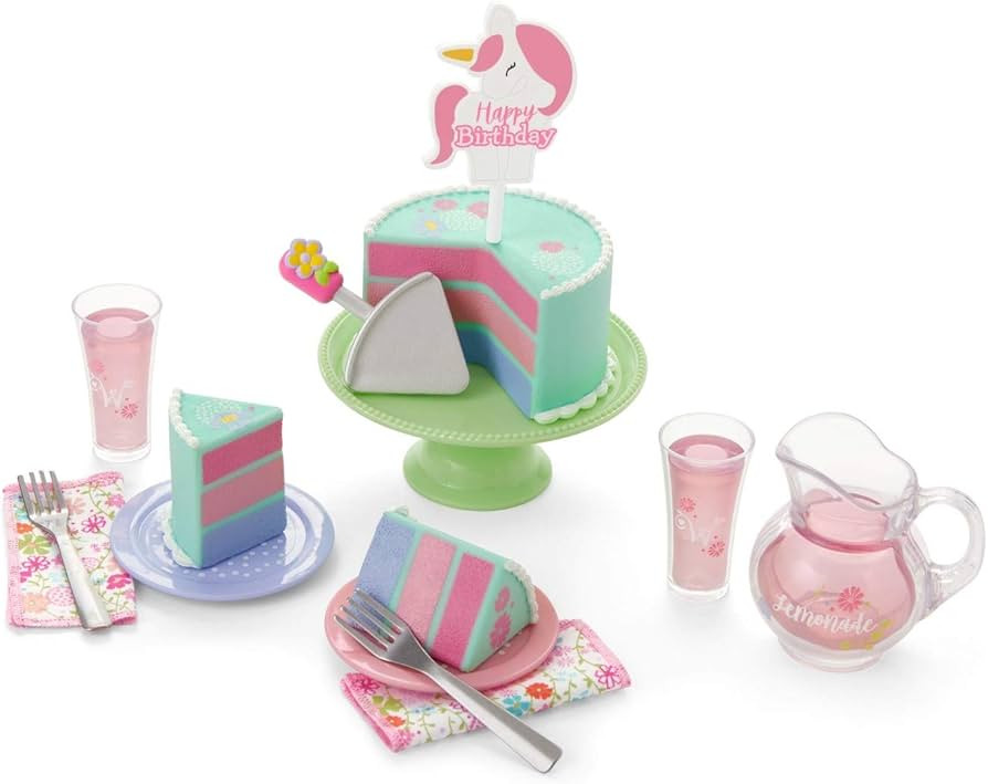 American Girl WellieWishers 14.5-inch Doll Birthday Treat Playset with Cake, Stand, Pitcher, and ... | Amazon (US)