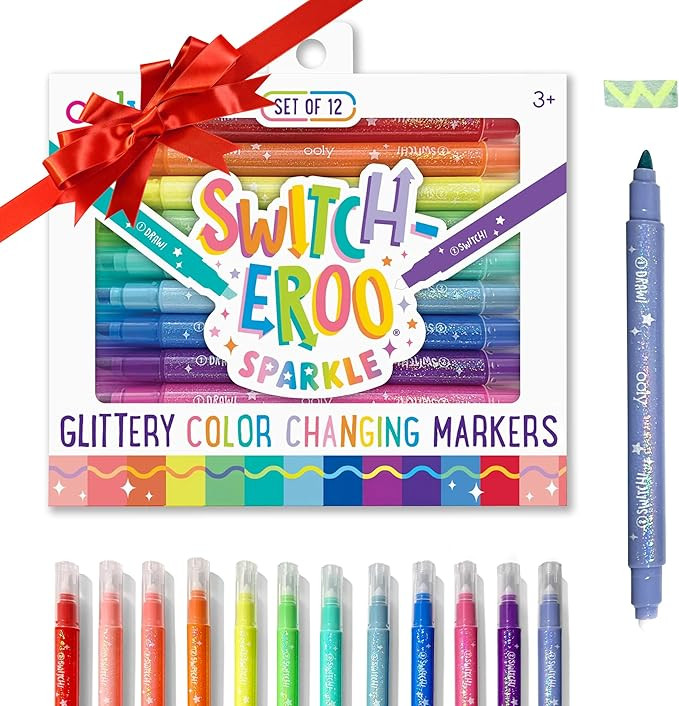 Ooly 12 Pack Sparkle Switch-eroo Color Changing Markers, Dual Tip Markers for Kids, Double Ended ... | Amazon (US)