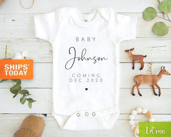 Personalized Last Name Announcement Baby Onesie®  Pregnancy | Etsy | Etsy (US)