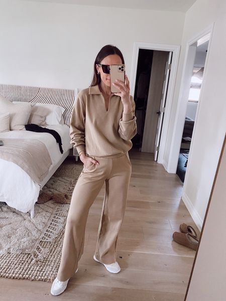Today’s outfit 
Lounge pants and sweatshirt- both are made from Pima cotton, so not a sweatshirt material; more of a silky soft, elevated; feel. 
Both pieces run true to size 

#LTKstyletip