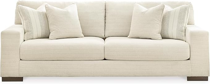 Signature Design by Ashley Maggie Contemporary Upholstered Sofa with Accent Pillows, Off-White | Amazon (US)