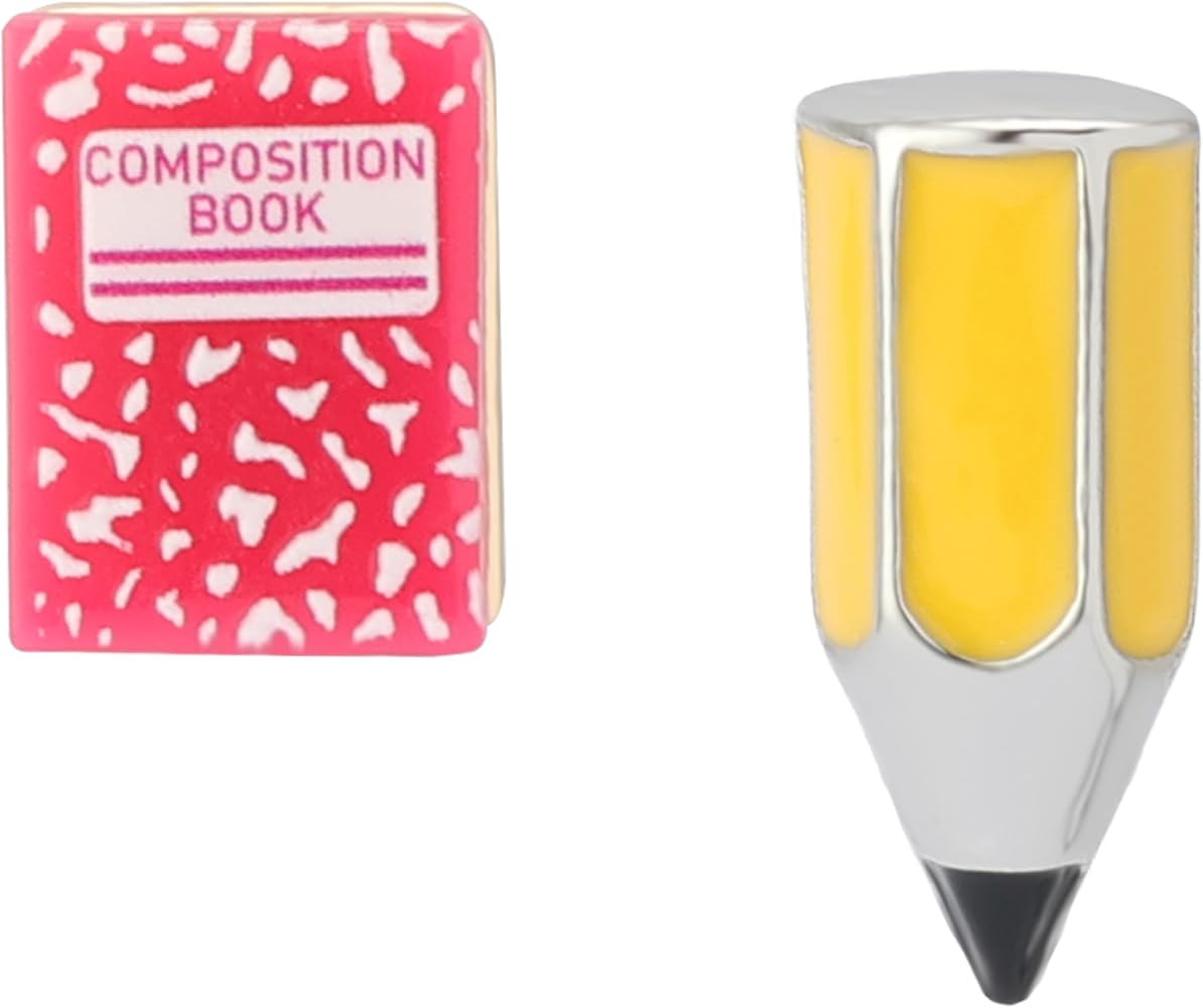 Betsey Johnson Women's Straight A's Pencil & Notebook Mismatch Earrings | Amazon (US)