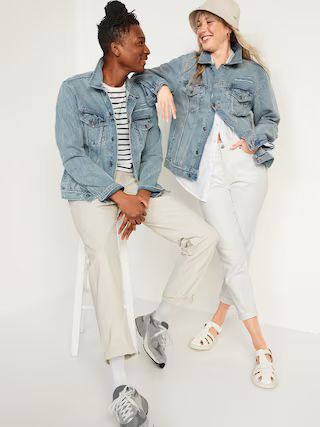 Gender-Neutral Distressed Non-Stretch Jean Jacket for Adults | Old Navy (US)