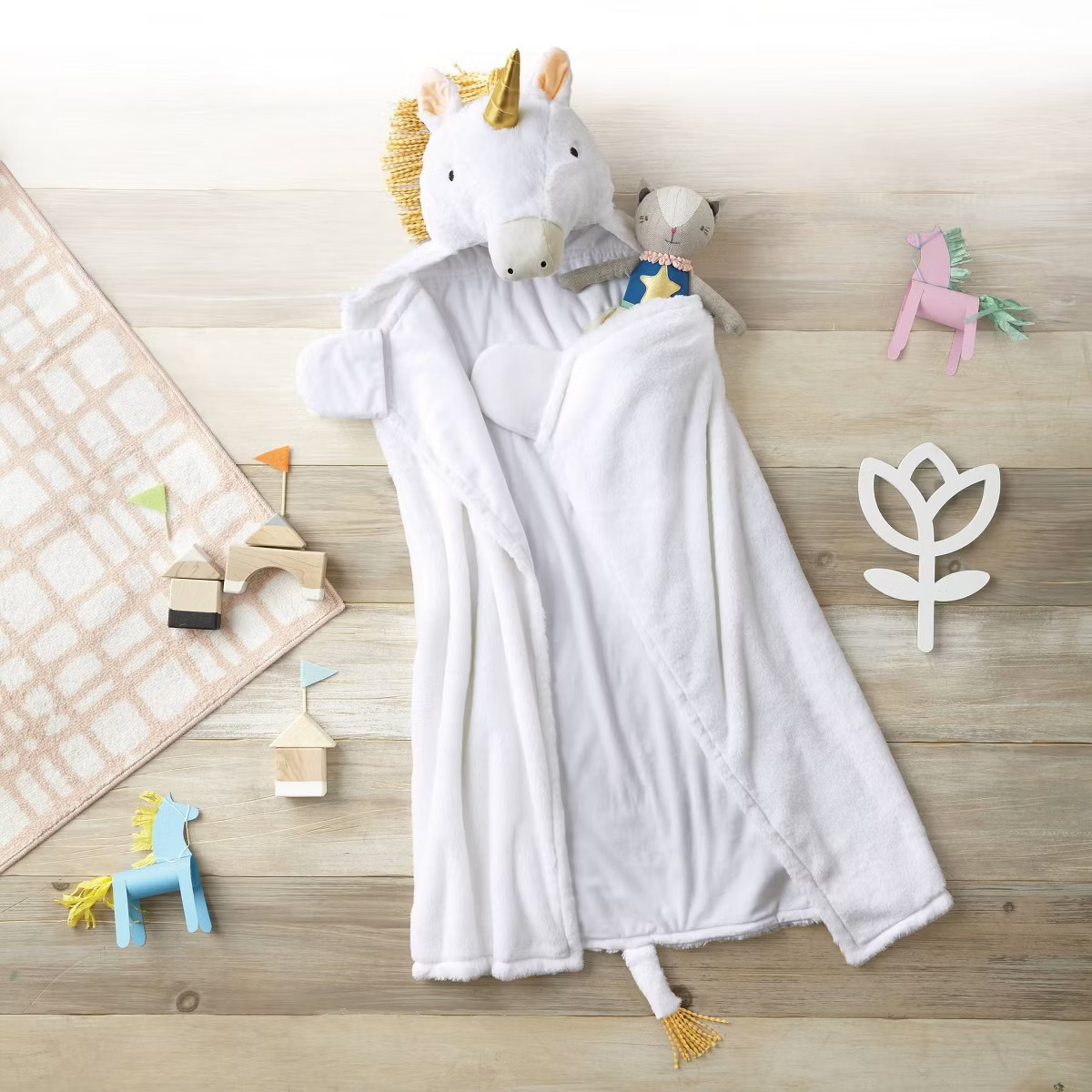 Unicorn Kids' Hooded Blanket - Pillowfort™: Faux Fur, Machine Washable, OEKO-TEX Certified, Pin... | Target