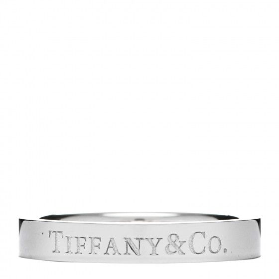 TIFFANY Platinum Logo Band Ring 48 4.5 | FASHIONPHILE (US)