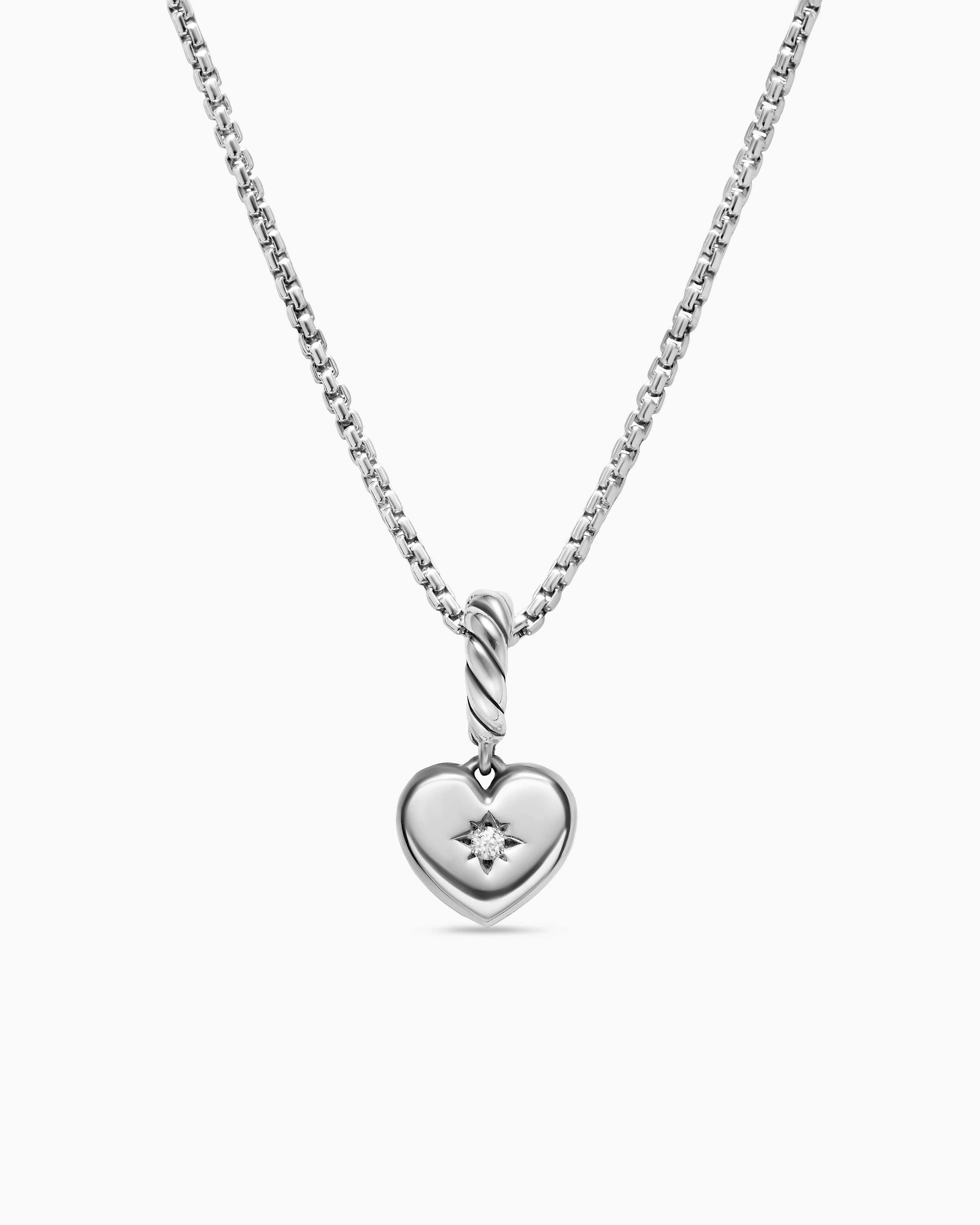 David Yurman | Petite Compass Heart Amulet in Sterling Silver with Diamond, 7.4mm | David Yurman