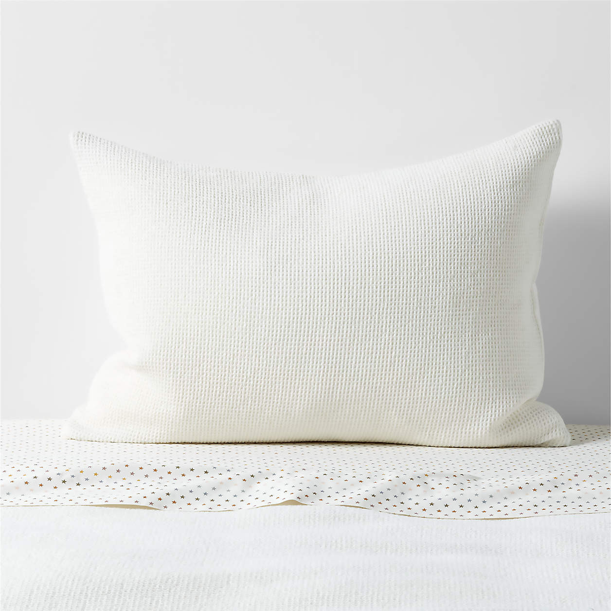 Scoop Cream Waffle Weave Organic Cotton Kids Pillow Sham + Reviews | Crate & Kids | Crate & Barrel