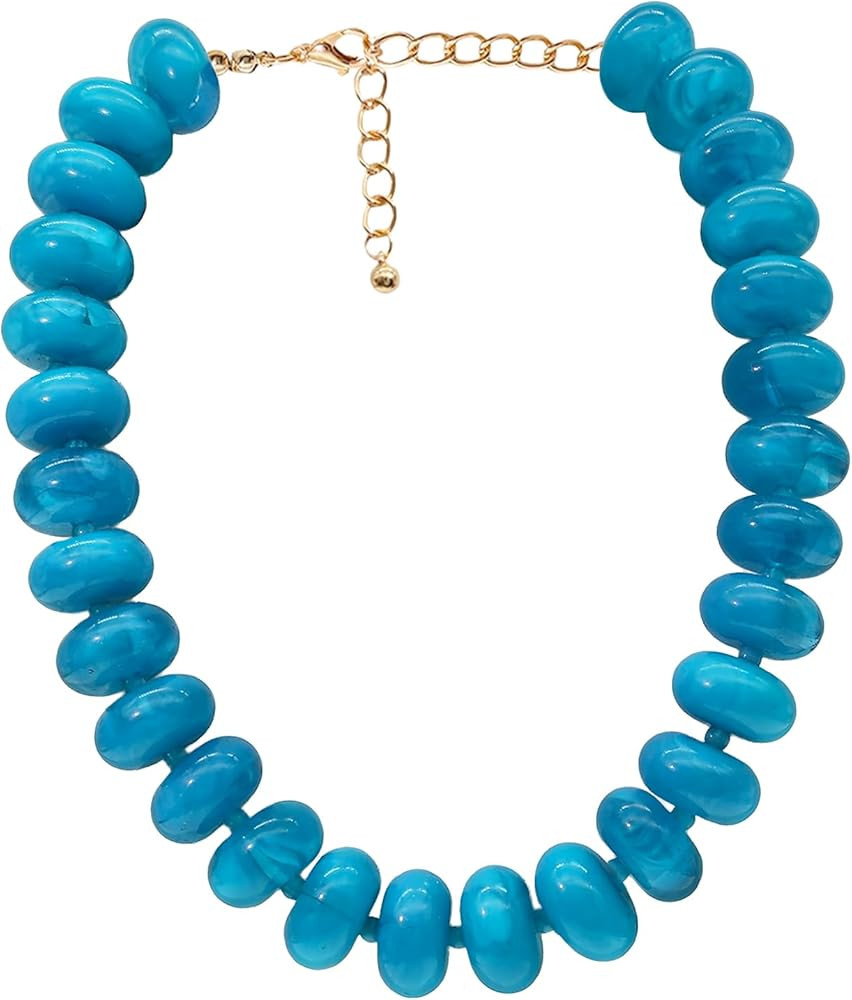Chunky Beaded Necklace for Women Large Big Bead Choker Necklaces Trendy Boho Bold Beads Statement... | Amazon (US)