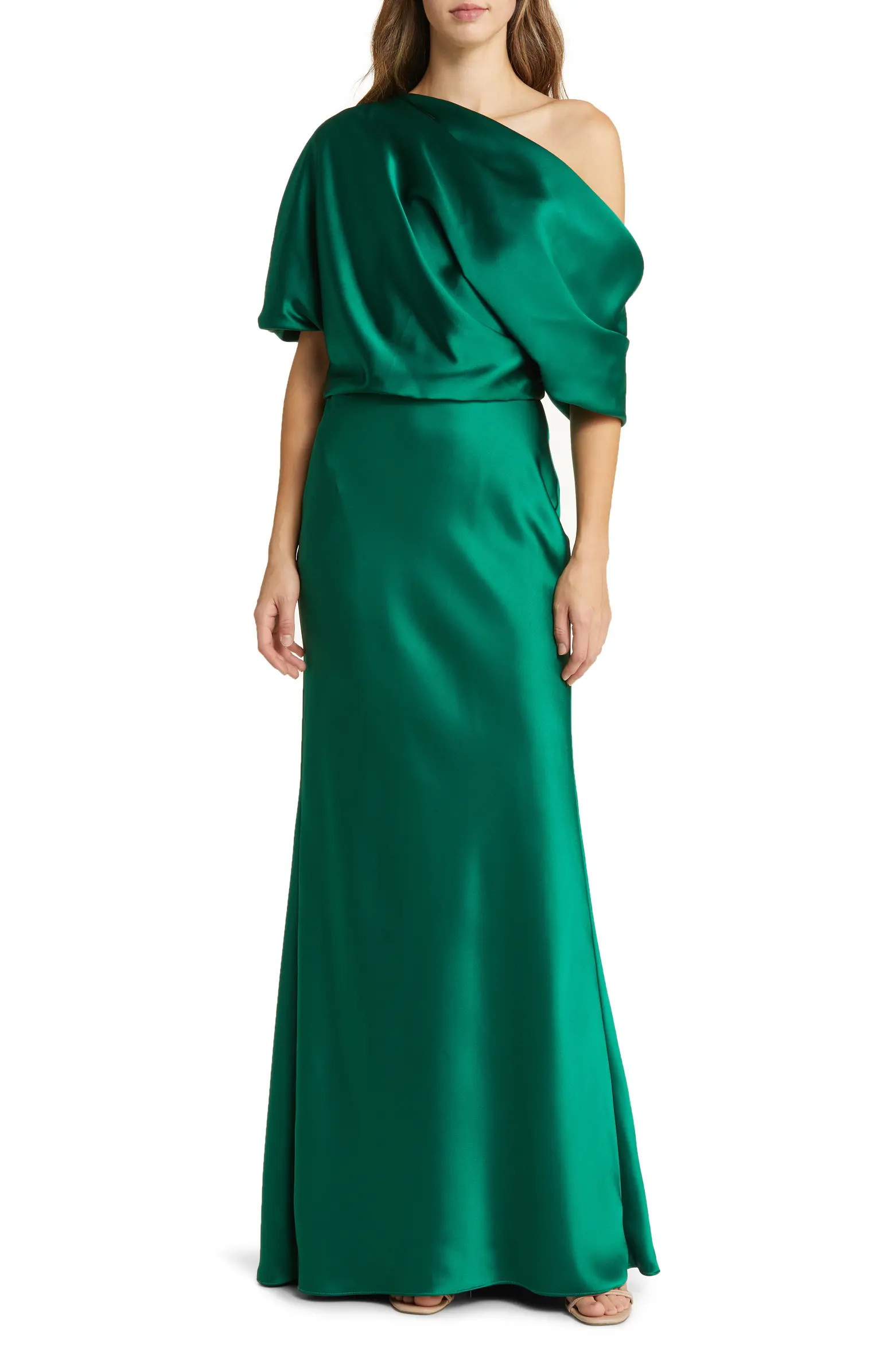 Amsale One-Shoulder Fluid Satin Gown | Nordstrom | Nordstrom