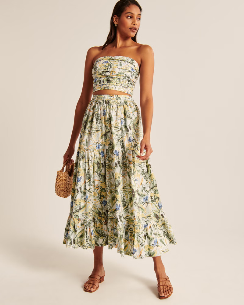 Strapless Poplin Ruched Top | Abercrombie & Fitch (US)