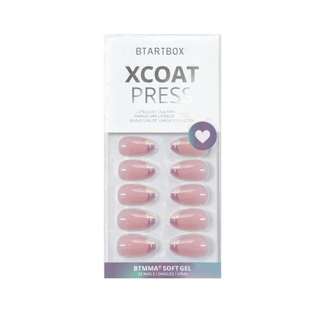 BTArtbox Dazzling Pink Press On Nails Short Almond Iridescent Salon Nails UV/LED Curable 4-Week Wear Full Cover 32 PCS Nail Kit | Walmart (US)