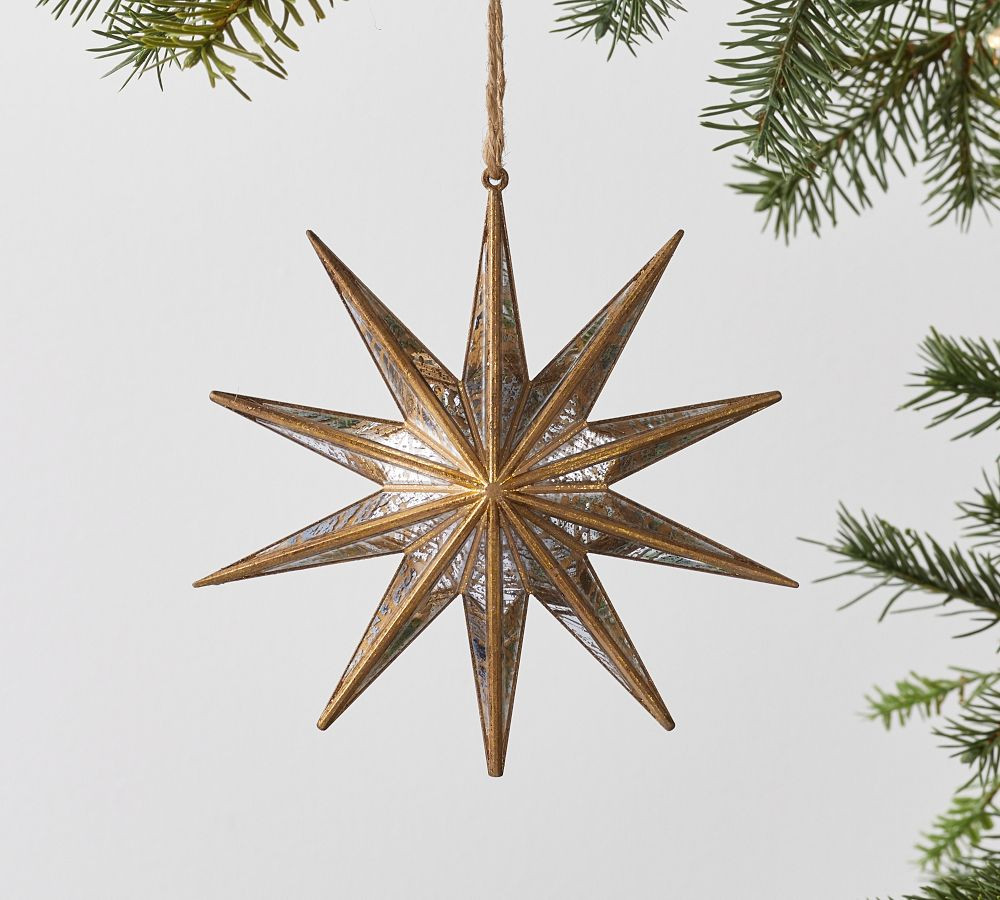 10 Point Mirrored Star Ornament, Gold | Pottery Barn (US)