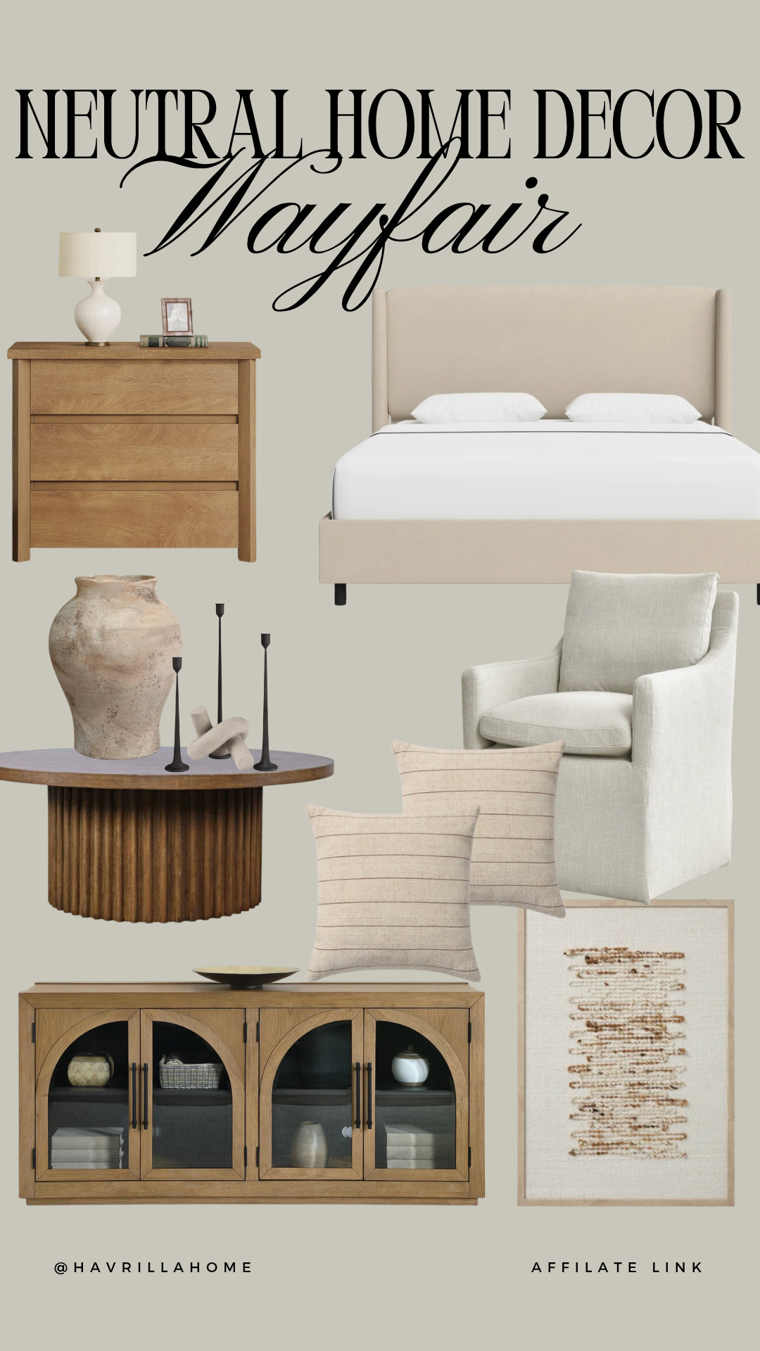 Wayfair wayfair home decor, wayfair furniture, neutral home decor, neutral furniture finds, warm neutral decor, organic modern home, transitional home decor, natural wood furniture, light wood dresser, neutral upholstered bed, neutral accent chair, cream accent chair, wood coffee table, fluted coffee table, neutral throw pillows, striped throw pillows, wood media console, glass door cabinet, neutral wall art, textured wall art, ceramic vase decor, minimalist home decor, cozy neutral home, earthy home decor, timeless home decor, designer inspired home, living room decor ideas, bedroom decor inspiration

#LTKHome