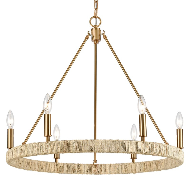 Elk Lighting 32415/6 Abaca 6 Light 27" Wide Chandelier Satin Brass Indoor Lighting Chandeliers | Build.com, Inc.