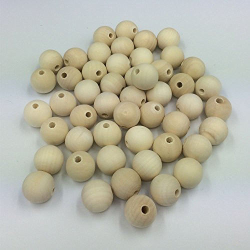 Efivs Arts 50pcs Natural Color Round Wood Spacer Beads 25mm(1 Inch) for DIY | Amazon (US)