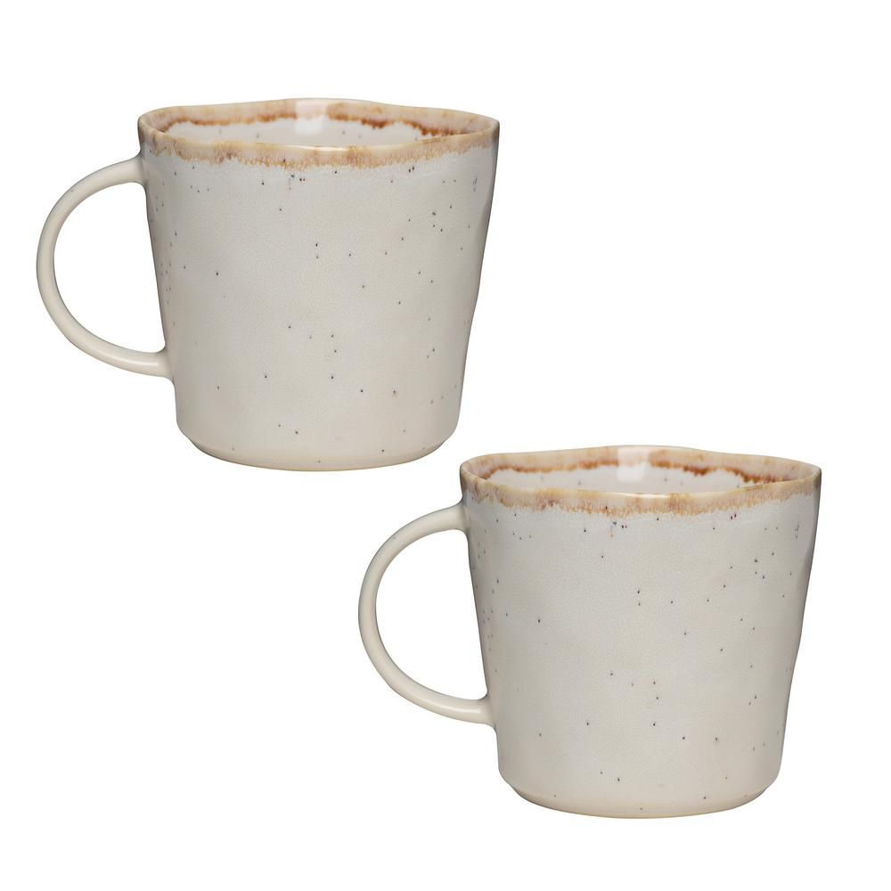 Amici Home Primitive Moonstone 18 oz. Beige Ceramic Coffee Mug (Set of 2) | The Home Depot