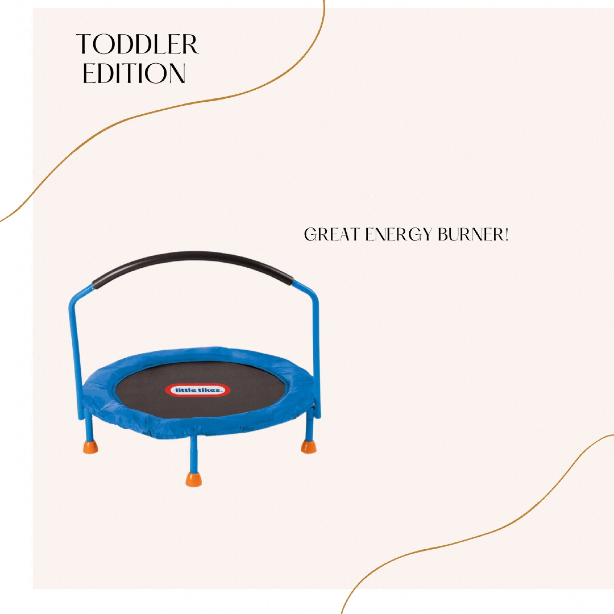 - Perfect trampoline for toddlers to burn off energy
- Features large jumping surface and handle bar for stability
- Plastic and metal combination
- Trampoline is for indoor use only.

#LTKcanada #LTKgiftguide #LTKkids