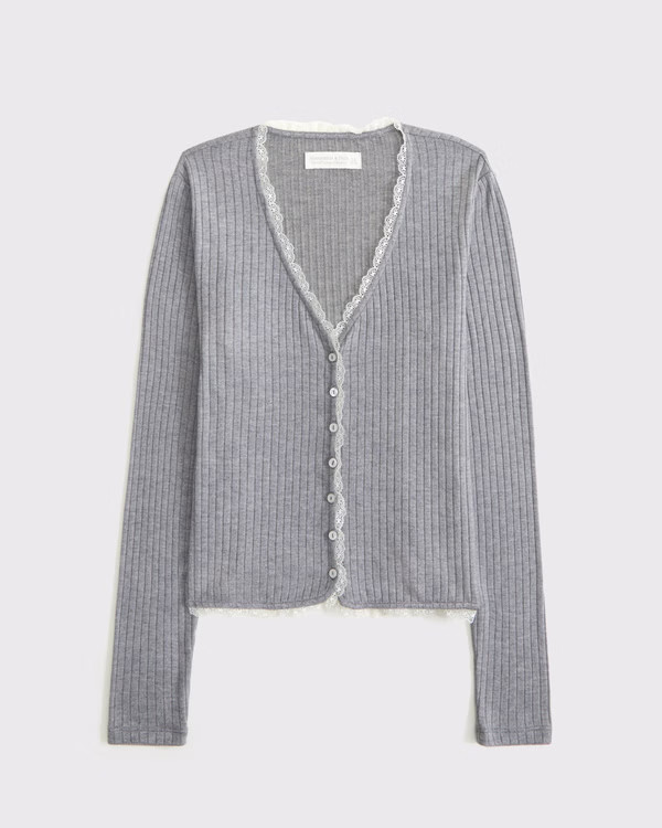 Long-Sleeve Lounge Button-Through Top | Abercrombie & Fitch (US)