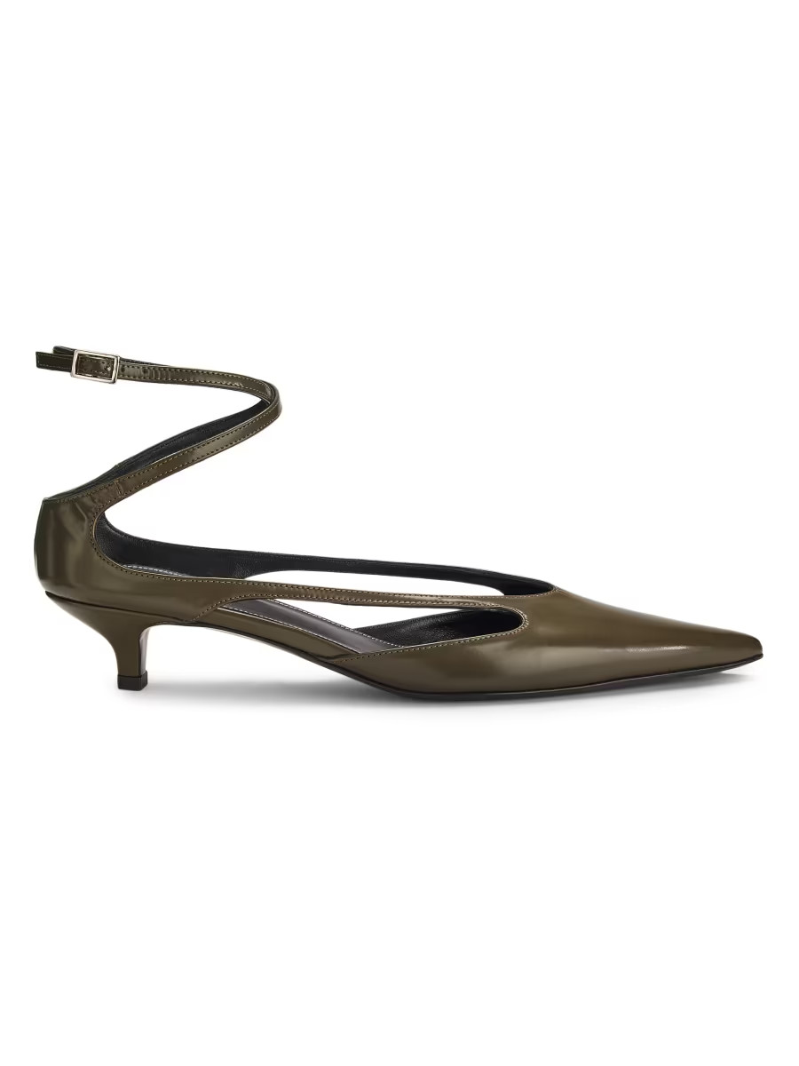 Toteme 40MM Leather Kitten-Heel Pumps | Saks Fifth Avenue | Saks Fifth Avenue