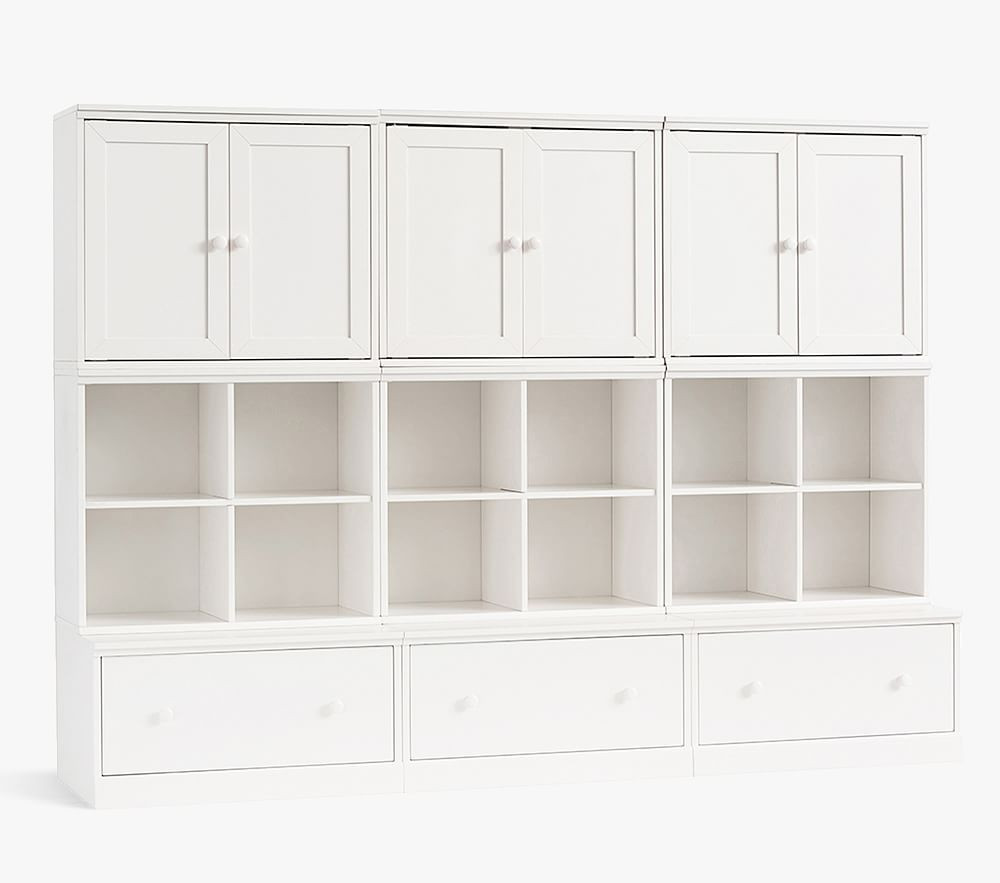 Cameron 3 Cubbies, 3 Cabinets, & 3 Drawer Bases, Simply White, UPS | Pottery Barn Kids