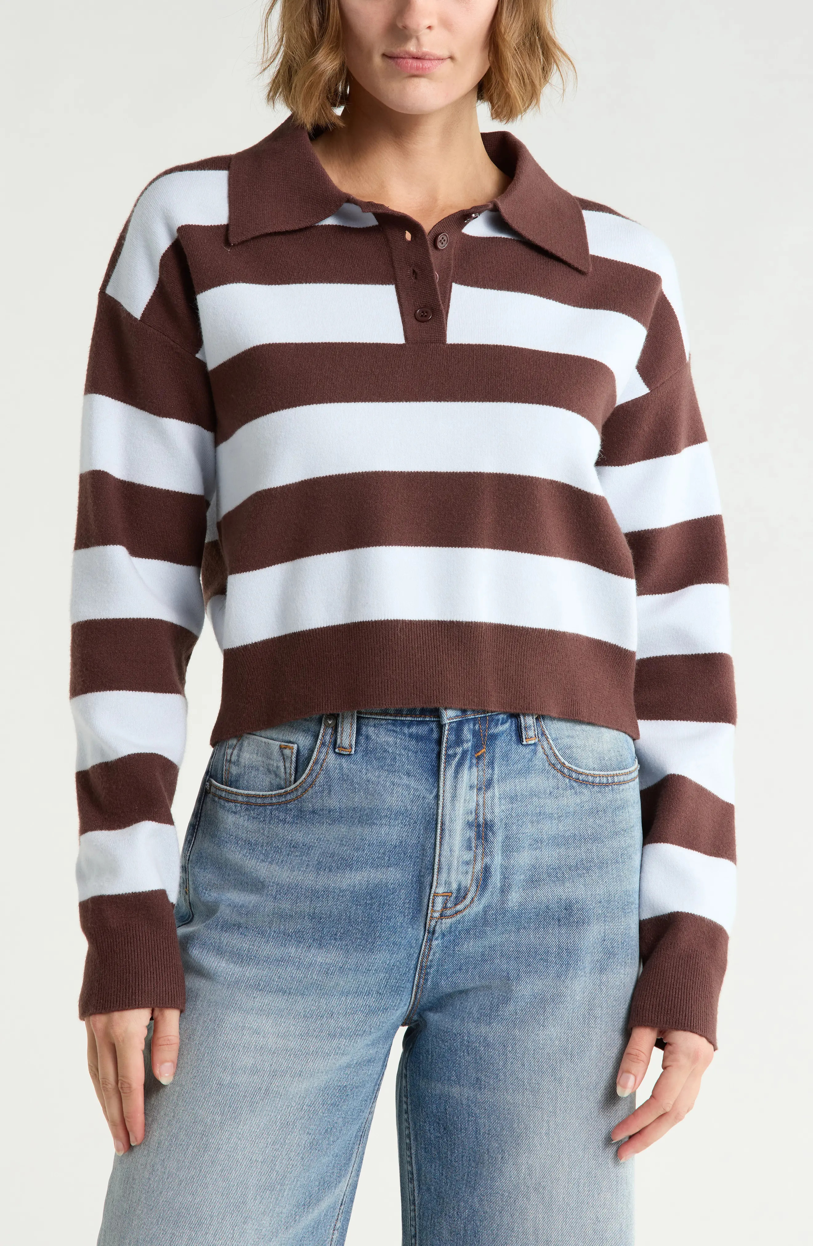 Vigoss Striped Polo Sweater in Pink/Red at Nordstrom Rack, Size Large | Nordstrom Rack