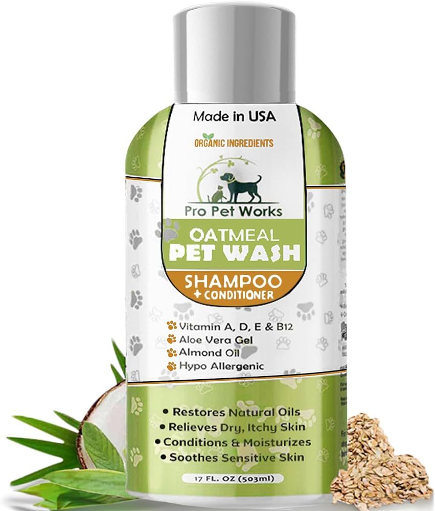 Oatmeal Dog Shampoo & Conditioner 17oz [USA] 5 in 1 Plant-Based Organic Sulfate-Free Soap-Free-Te... | Amazon (US)
