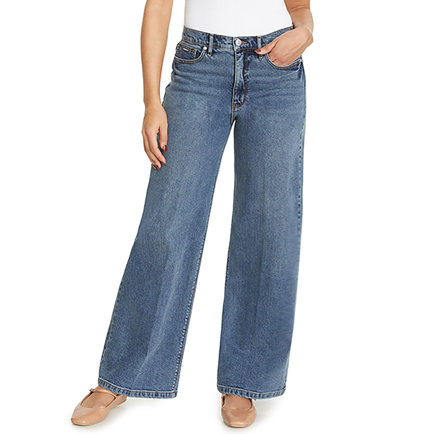 Nine West Wide Leg Jean Medium Wash10:- 10, Medium Wash | Sam's Club