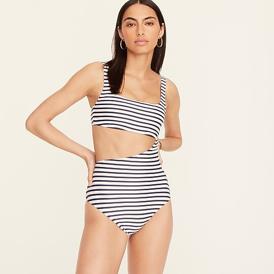 Cutout one-piece in stripe | J. Crew US