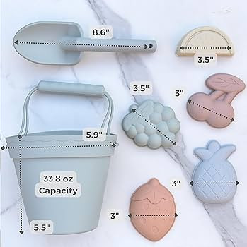 ForeverElla Silicone Beach Toys for Kids 3-10 - Sand Toys for Toddlers and Babies - 5 Molds with ... | Amazon (US)
