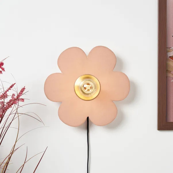 Flower Fabric Plug In Wall Light | Dunelm