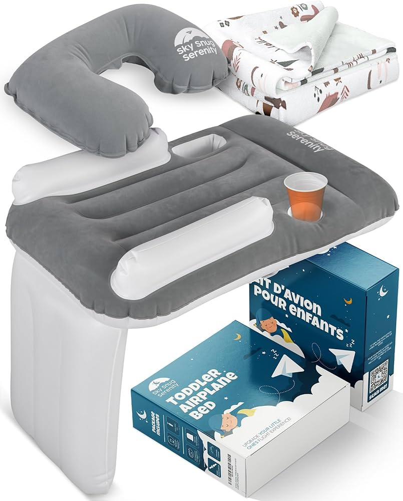 Toddler Airplane Bed - Inflatable Airplane Bed for Kids with Blanket & Neck Pillow Included - Fit... | Amazon (US)