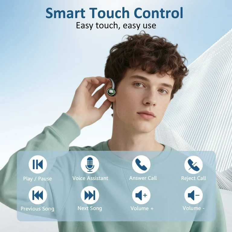 Wireless Earbuds, Bluetooth 5.4 Headphones Sports, 50H Playback Over Ear buds with ENC Noise Canc... | Walmart (US)