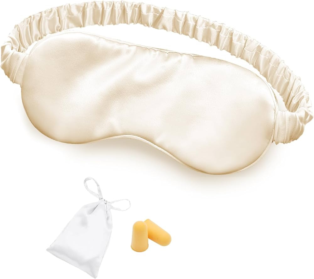 Silk Sleep Mask Eye Mask Blindfold with Double Layer Silk Filling and Elastic Strap for Full Nigh... | Amazon (US)