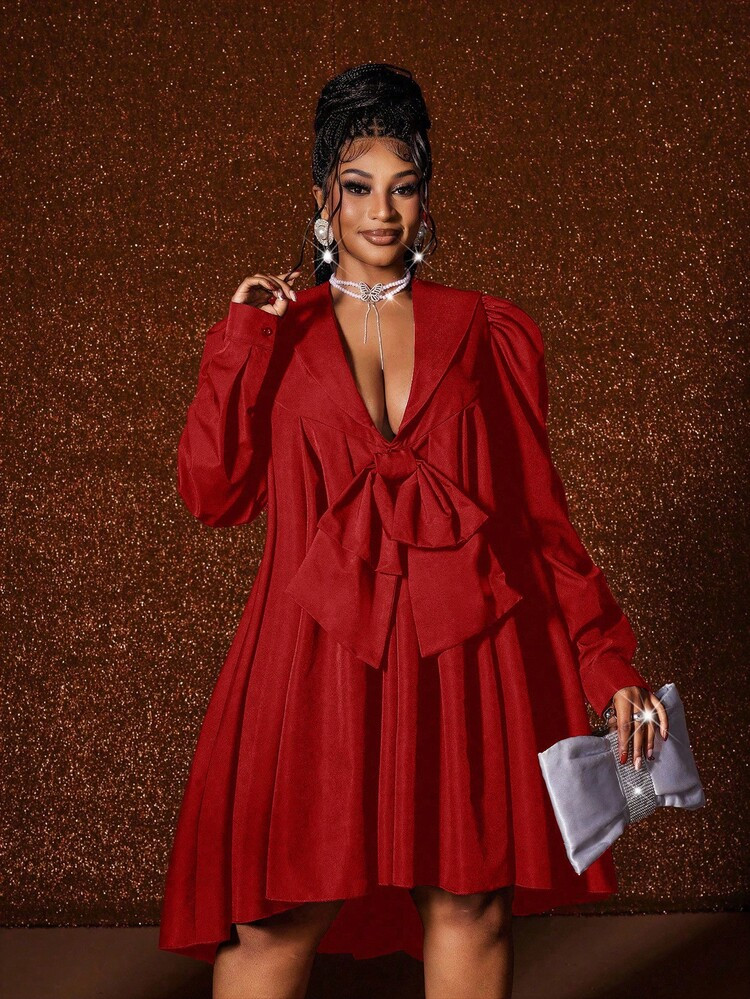 Maweii Plus Size Sexy Bow Tie Dress | SHEIN