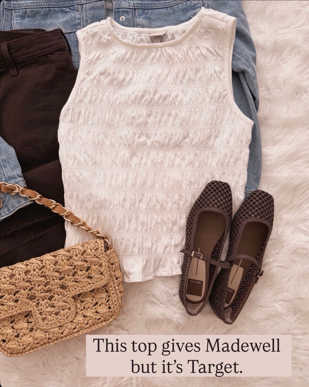 I keep reaching for this textured tank because it instantly makes any basic outfit look more expensive.

white textured tank top, sleeveless blouse, spring summer tops, casual chic outfit, affordable fashion finds, neutral tops, layering pieces, workwear basics, versatile wardrobe staples, Target fashion, budget friendly style, brown flats, woven handbag, casual friday outfit, everyday essentials

#LTKdayinmylife #LTKOver40 #LTKWorkwear