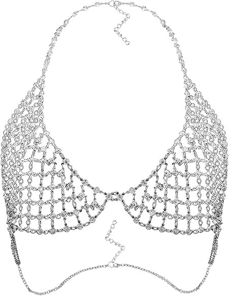 idealway Sexy Crystal Rhinestones Body Jewelry Fashion Bikini Chain Necklace Hollow Out Underwear... | Amazon (US)