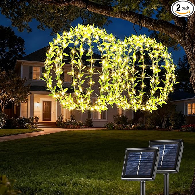 Joomer Solar Hanging Ball Lights Outdoor, 2-Pack 13in & 11in Total 264 LED Solar Globe Lights, 8 ... | Amazon (US)